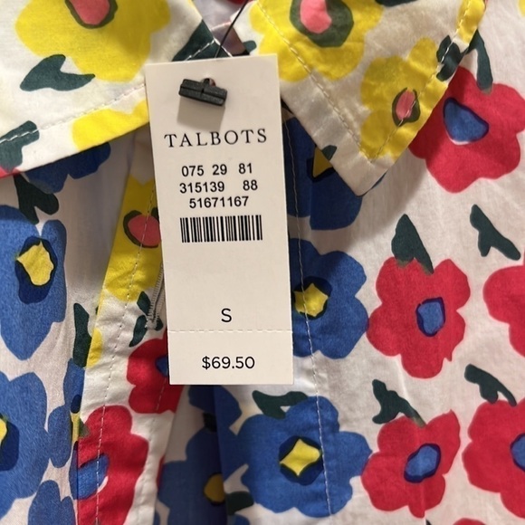 Talbots bright floral button down shirt sz S - Picture 3 of 8
